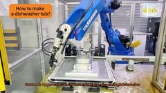 Station 2: Upper cover and bottom plate glue dispensing#dishwasher #making#manufacturing#production